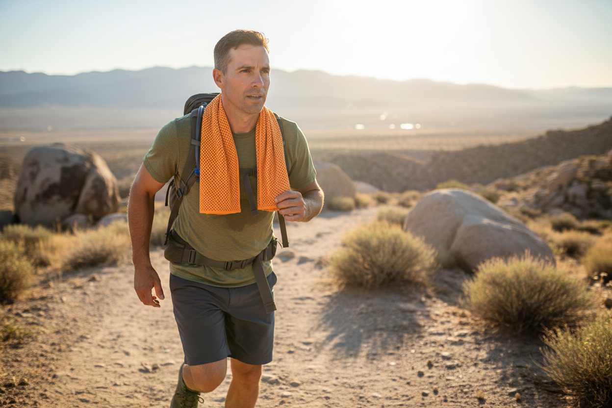 Outdoor Cooling Towel in use